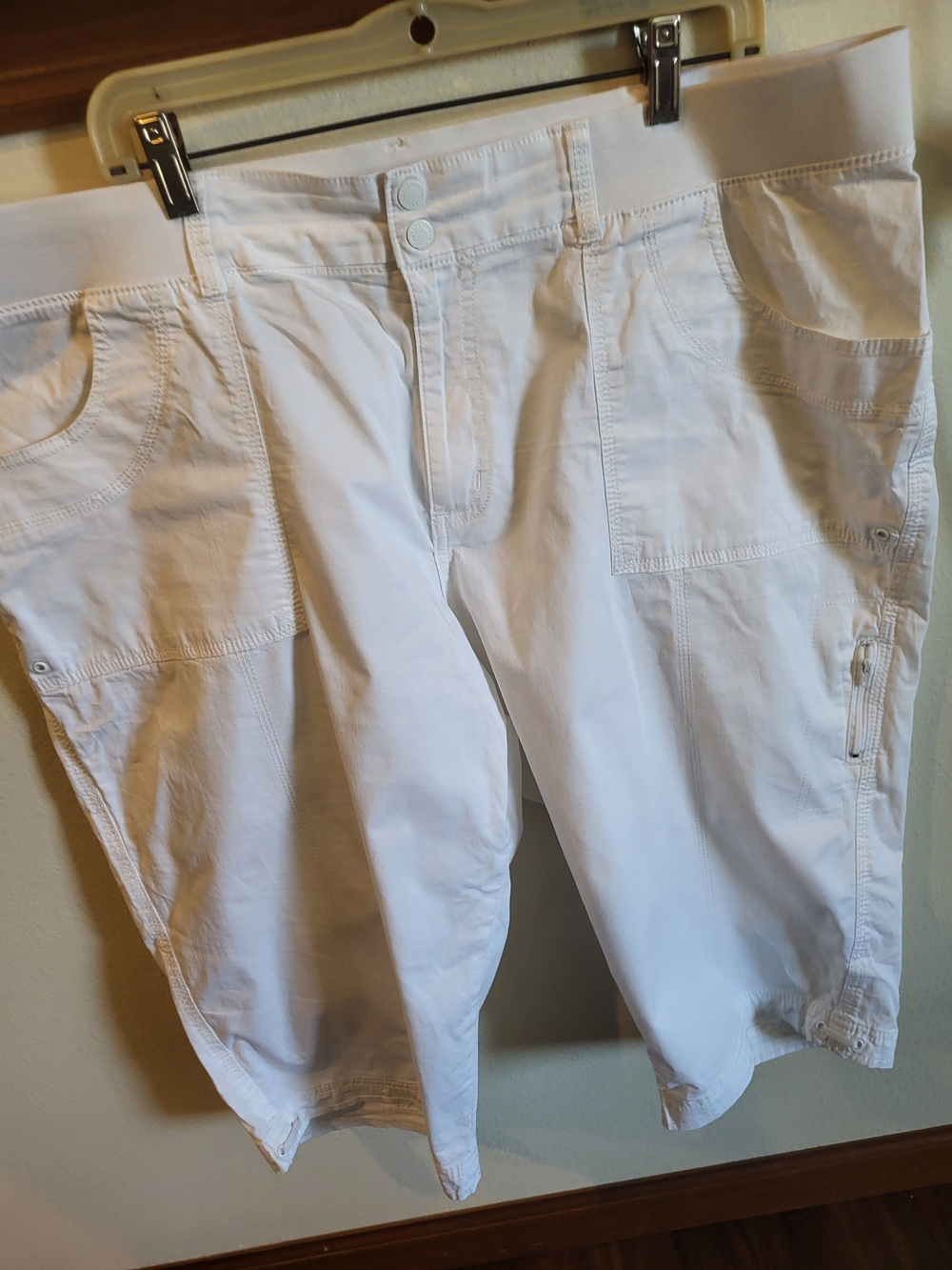 White Casual Cargo Capri Shorts